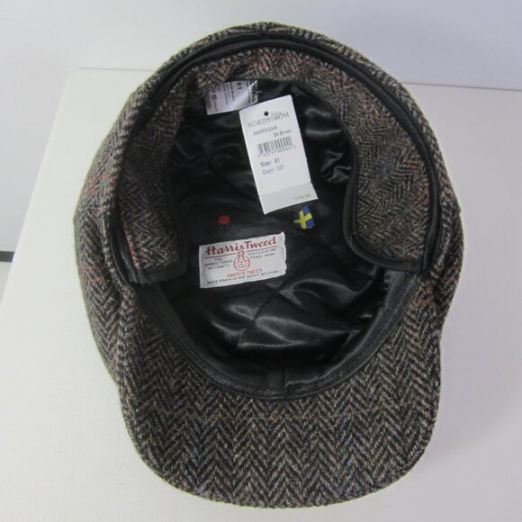 NEW Wigens 7 5/8" NWT Harris Tweed Newsboy Brown Herringbone Size 61 Insulated - Picture 9 of 14